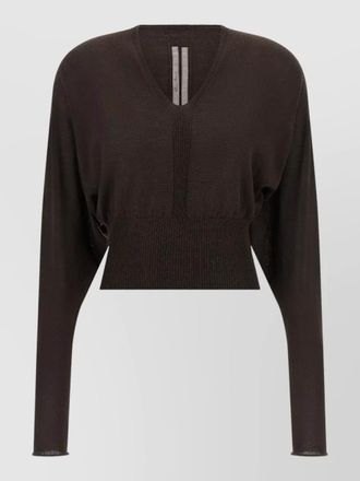 Rick Owens cropped knit top v neckline long sleeves