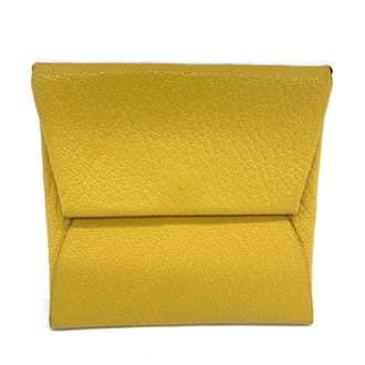 Herm&egrave;s Bastia Bicolor Yellow Chevre Leather Coin Purse/Coin Case (Pre-Owned)