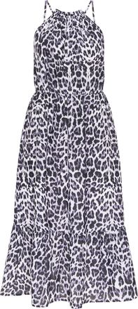 Faina midi-jurk Dames Zwart Wit Leo