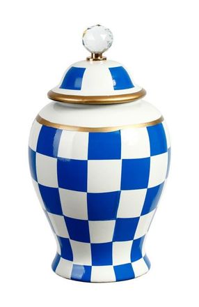 Mark Roberts Checkered Urn with Lid, Medium in Royal Blue at Nordstrom