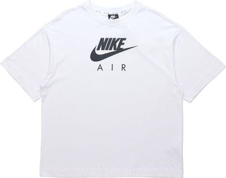 Nike (WMNS) Nike Air Logo Printing Loose Knit Sports Short Sleeve White DB3841-100