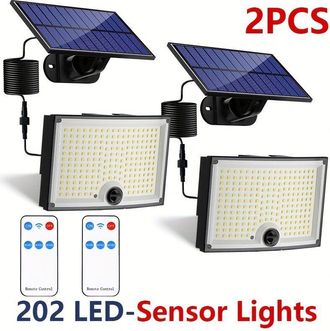 OEM Luces Solares Led Para Exterior Con Sensor De Movimiento, Ip65, &Aacute;ngulo De Haz De 120&deg;, Paquete De 2, Luz Solar De Pared Para Jard&iacute;n Con Cable De 5 M [