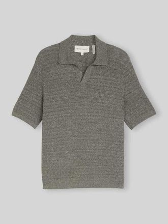 Tom Tailor Regular Fit Poloshirt aus Baumwoll-Leinen-Mix in Oliv Melange, Gr&ouml;&szlig;e XXXL