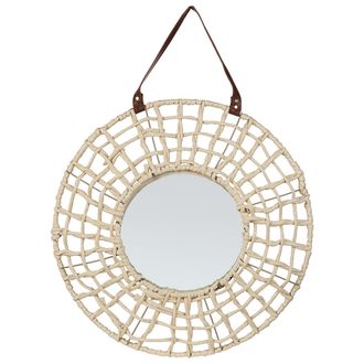 Beliani Espejo De Pared De Cuerda De Papel Natural Beige 60 Cm Moderno R&uacute;stico Palaci