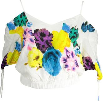 Desigual Gepofronceerde blouse met bandjes en korte mouwen - Dames - Blouses - Veelkleurig - XL - Overhemden