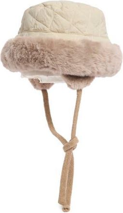 Nanette Lepore Reversible Faux Fur Quilted Bucket Hat in Cam at Nordstrom Rack