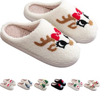 Generic Fluffy Slippers Women Men Novelty Cute Christmas Slippers,Comfy Warm Lightweight Breathable Anti-Slip House Shoes for Indoor and Outdoor (D-3, 6-7)