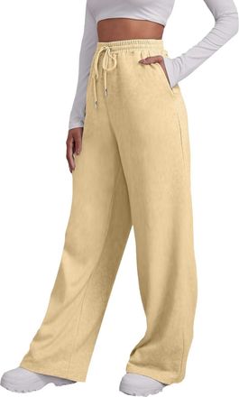 Generic Wide Leg Joggers for Women UK,Fall High Waist Sweatpants Casual Baggy Straight Leg Joggers Comfy Lightweight Lounge Palazzo Trousers Sports Running Yo