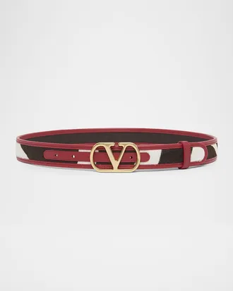 Valentino Garavani VLogo Signature Calf Hair Leather Belt