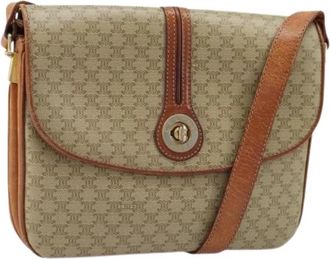 Celine Pre-owned Vintage Canvas Schoudertas - Dames - Vintage Schoudertas - Beige - ONE Size - Leer - Vintage