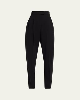 Michael Kors Dru Pleated Tapered Wool Trousers