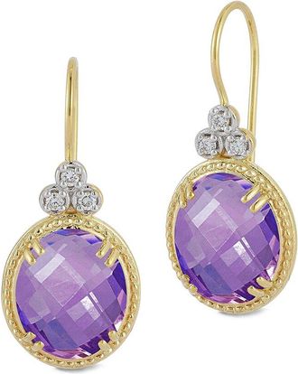 I.Reiss Company 14K 7.92 Ct. Tw. Diamond & Amethyst Drop Earrings