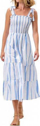 Johnnie-O Sasha Cotton Blend Sleeveless Midi Dress In White/blue Stripe
