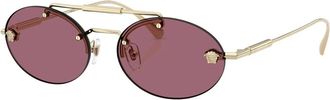 Versace Ovale Randloze Zonnebril - unisex - Zonnebrillen - Geel - 56 MM - Accessoires