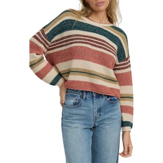Billabong Lit Light Stripe Cotton Blend Sweater in Summer Gold Multi at Nordstrom Rack, Size X-Small