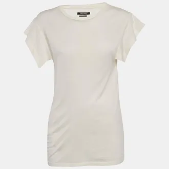Isabel Marant Ivory Jersey Flounce Sleeve Top