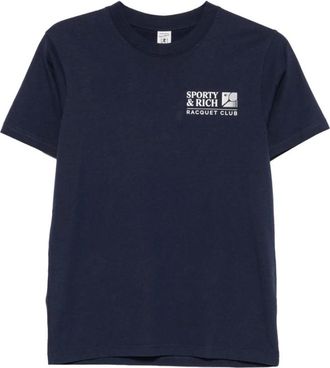Sporty & Rich Tops, Dames, Blauw, XS, T-shirt met ronde hals