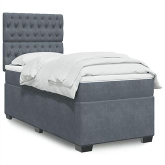 vidaXL Vidaxl - Cama Box Spring Con Colch&oacute;n Terciopelo Gris Oscuro 90x200 Cm