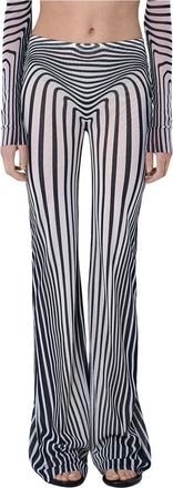 Jean Paul Gaultier Re-Edition Flare Broeken Morphing Stripes - Dames - Wijde Broeken - Grijs - L - Broeken