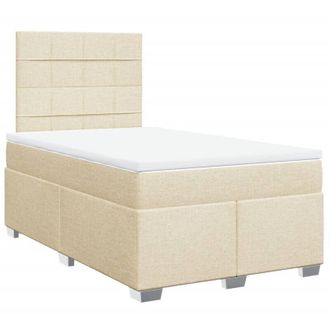 vidaXL Cama Box Spring Con Colch&oacute;n Tela Color Crema 120x200 Cm Vidaxl