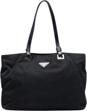 Prada Pre-owned Tote Bags, female, Black, Size: ONE SIZE Pre-owned Nylon Tote