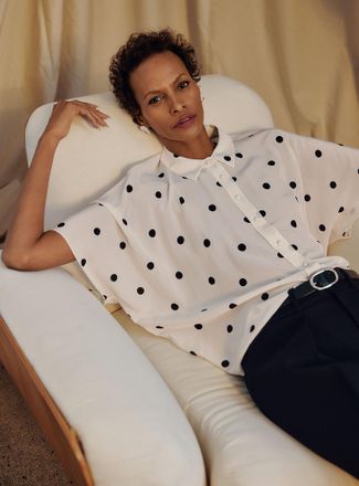 Contemporaine Womens Silky polka dot blouse