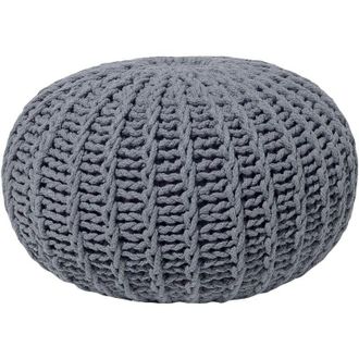 Beliani Beliani - Modern Knitted Round Pouffe Ottoman Cotton Grey 50 x 35 cm Conrad ii