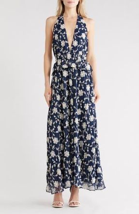 Ramy Brook Lily Genevieve Maxi Halter Dress in Spring Navy Lily at Nordstrom Rack, Size X-Small