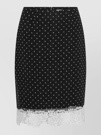 Rotate lace hem pencil dress polka dot neckline