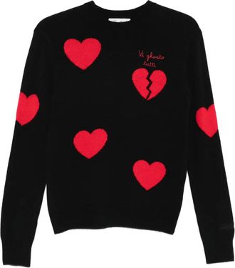 MC2 Saint Barth New Queen heart-motif embroidered sweater - Black