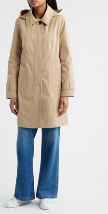 London Fog Oversize Single Breasted Hooded Raincoat in Stone at Nordstrom, Size X-Small