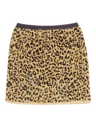 Valentino Garavani leopard-print lurex miniskirt - women - Polyamide/Metallised Fibres/Viscose - M - Yellow