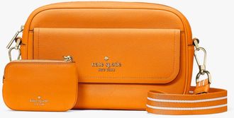 Kate Spade New York Womens Rosie Pebbled Leather Small Flap Camera Bag - Orange - One Size