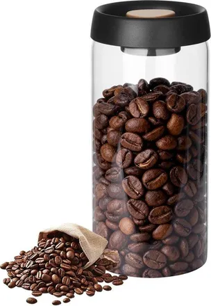 OEM Lata Para Caf&eacute;, 1800 Ml, Vidrio De Borosilicato, Para Caf&eacute;, T&eacute; Y Frutos Secos, Resistente A La Humedad Y La Oxidaci&oacute;n, Negro/dorado