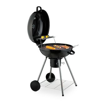 Relaxdays Relaxdays - Barbacoa Carb&oacute;n, 53cm &Oslash;, 2 Rejillas Parrilla, Term&oacute;metro, Recogedor Cenizas, Parrillera Con Ruedas, Bbq, Negro
