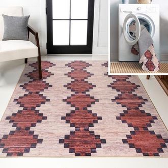 Jonathan Y Designs Timantii Modern Trellis Kilim Machine-Washable Area Rug in Red/ivory at Nordstrom, Size 3Ft 0In X 5Ft 0In