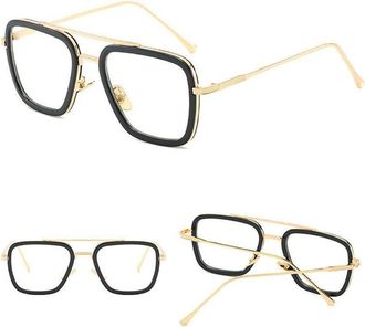 Generic Vintage Small Sunglasses for Men Classic Fashion Metal Frame Driving Sun glasses UV Blocking,gold clear,one size 2026