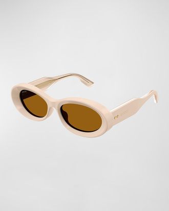 Gucci Beveled Acetate Oval Sunglasses