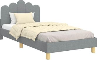 vidaXL Cama Para Ni&ntilde;os Con Cabecero Gris Claro 90 X 200 Cm Tela Vidaxl