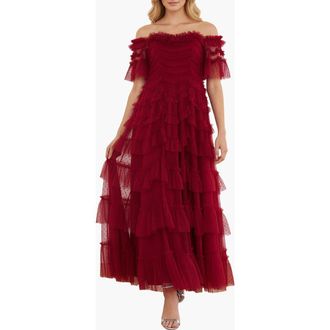 Needle & Thread Aviana Off-Shoulder Gown in Red at Nordstrom, Size 12