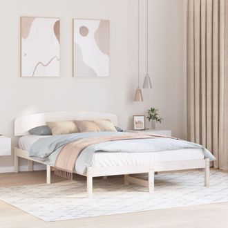 Berkfield Home Bed Frame with Headboard White 140x200 cm Solid Wood Pine