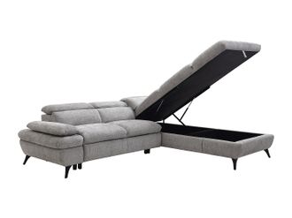 Vente-Unique Sof&aacute; rinconera derecha en tela texturizada gris SURDELI