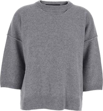 Federica Tosi T-shirt in lana e cashmere a maniche corte - Grigio