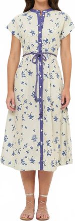 Oliphant Cap Sleeve Shirt Midi Dress In Alyssum Cream