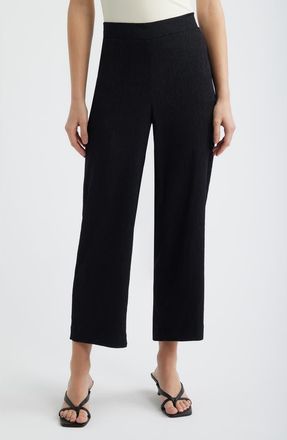Anne Klein Crinkle Ankle Wide Leg Pants in Anne Black at Nordstrom, Size X-Large P