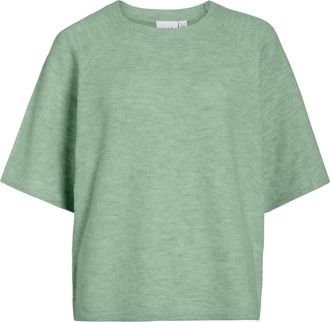 Vila Strickpullover VILA VILIGA 2/4 O-NECK KNIT TOP - NOOS, Damen, Gr. XXL, smoke gr&uuml;n detail:melange, Strick, Obermaterial: 97% Polyester, 3% Elasthan, me