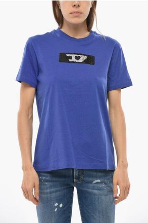 Diesel Solid Color T-REG Crew-neck T-Shirt with Sequined Detail size Xxs