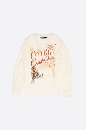 Bimba & Lola Toweling V-Neck Sweatshirt in Ivory at Nordstrom, Size X-Small