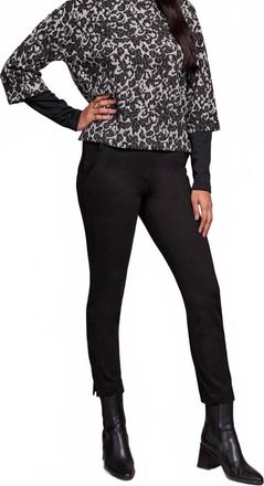 Tribal Printed Combo Sleeve Mock Neck Jacquard Top In Black