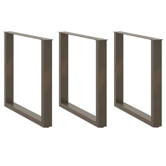 Berkfield Home Coffee Table Legs U-Shaped 3 pcs Natural Steel 90x(72-73) cm Steel in Brown